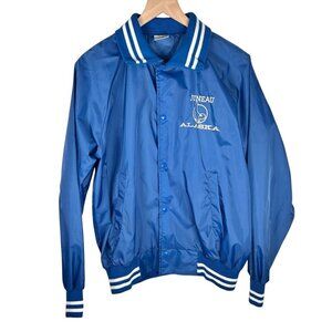 Vintage Nylon Windbreaker Size Large Jacket Men Juneau Alaska Retro Blue